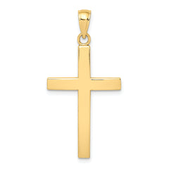 10K Polished Beveled Cross Charm