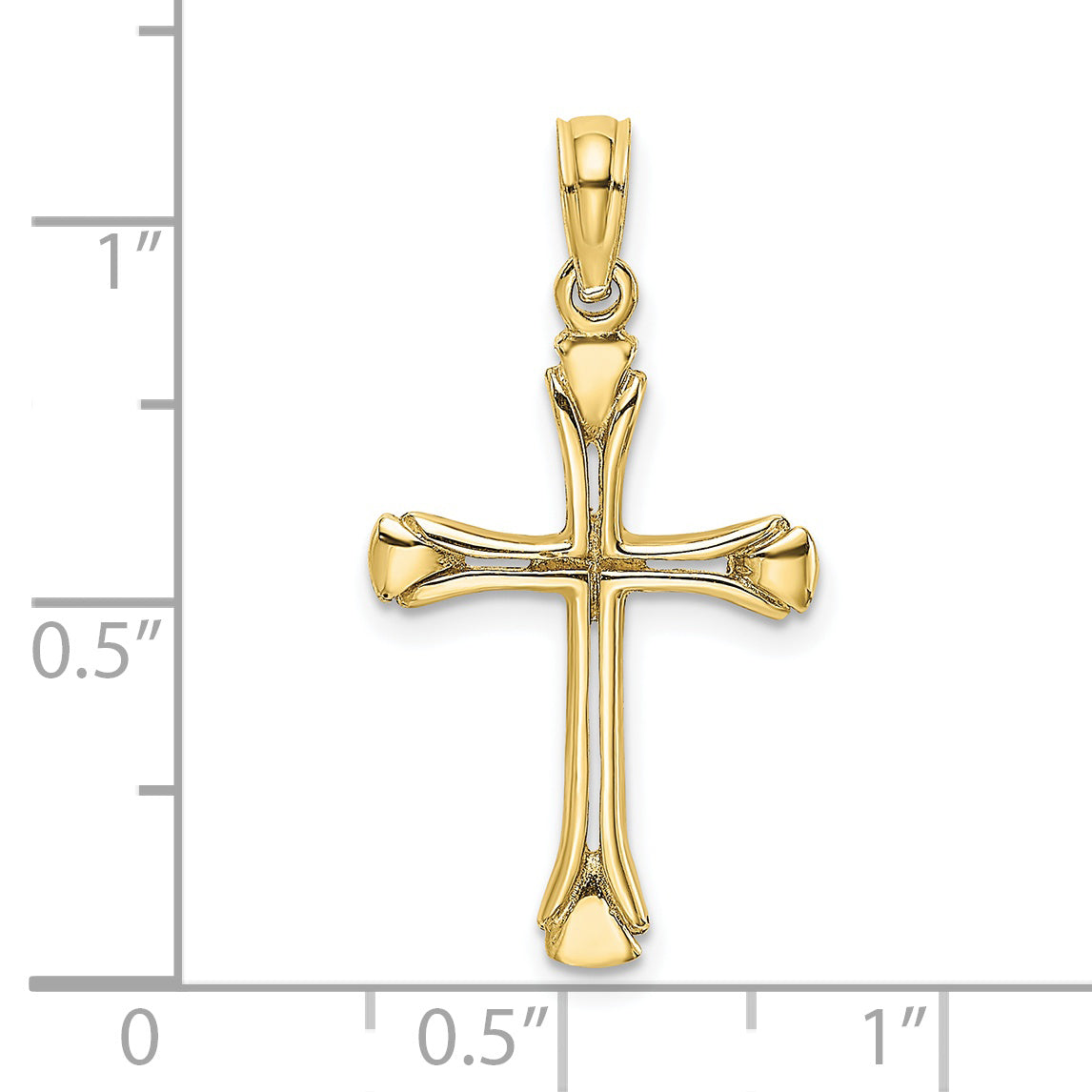 10K Polished Beveled Cut-out Cross Pendant