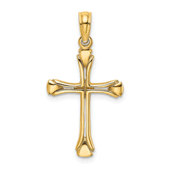 10K Polished Beveled Cut-out Cross Pendant