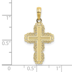 10K Textured w/ Lace Trim Cross Charm