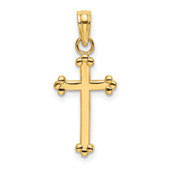 10K Polished Beaded Cross