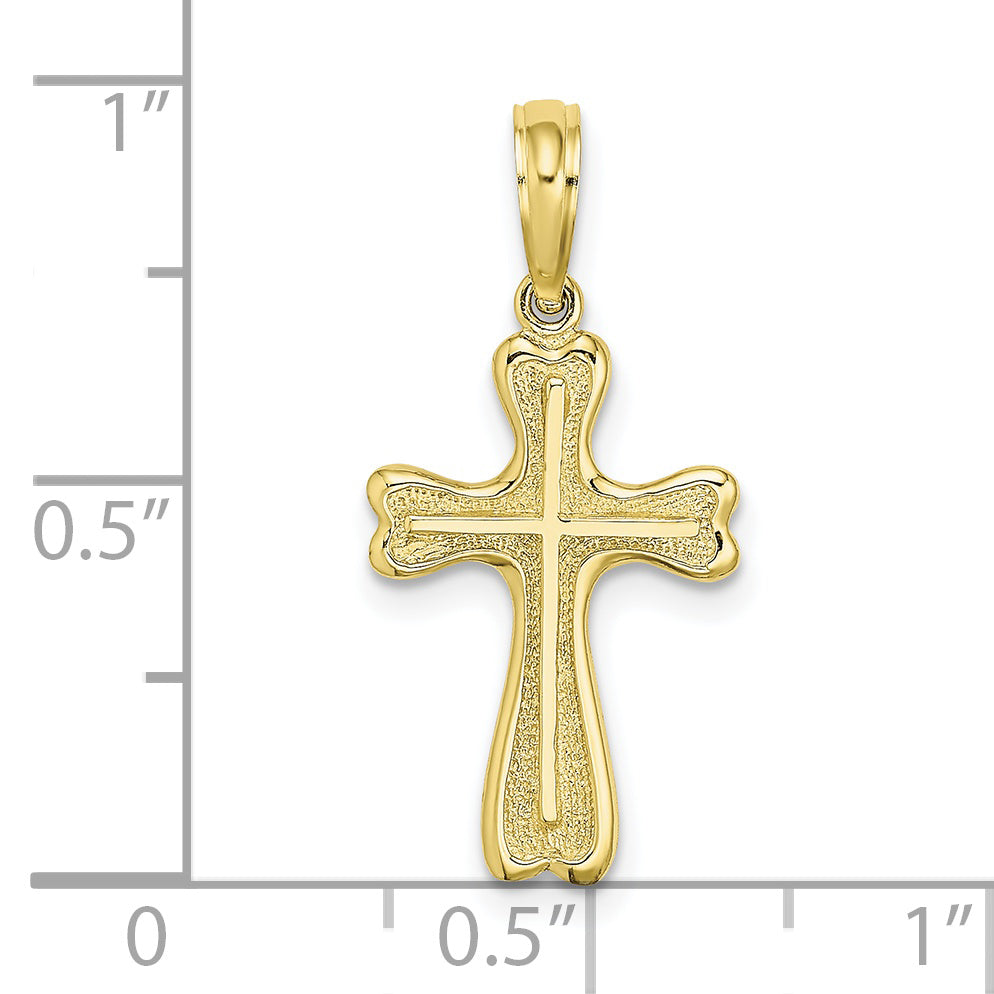 10K Cross w/ Textured Heart Edges Design Charm