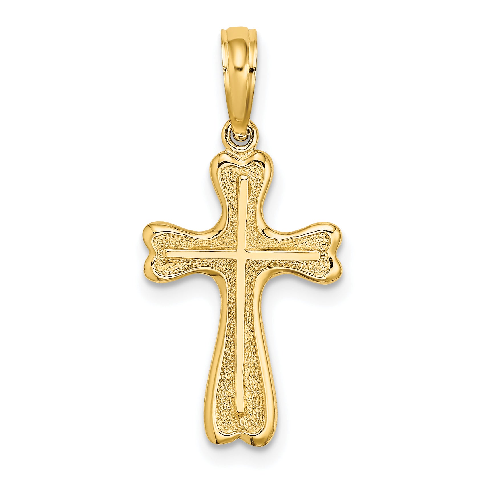 10K Cross w/ Textured Heart Edges Design Charm