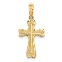 10K Cross w/ Textured Heart Edges Design Charm