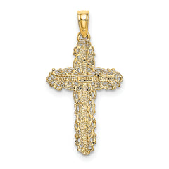 10K Cross w/ Filigree Lace Trim Charm