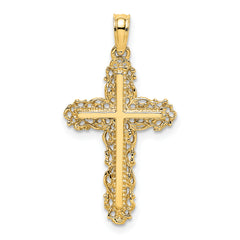 10K Cross w/ Filigree Lace Trim Charm