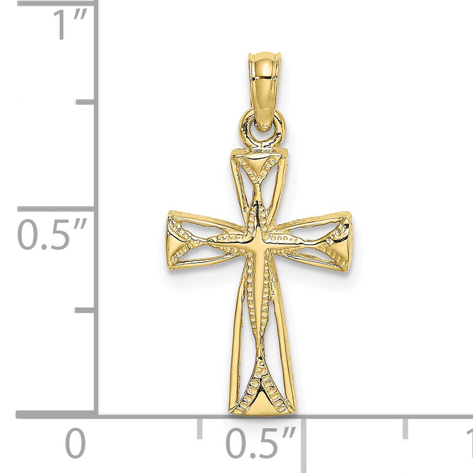 10K Cut-Out Cross w/ Triangle Ends Charm