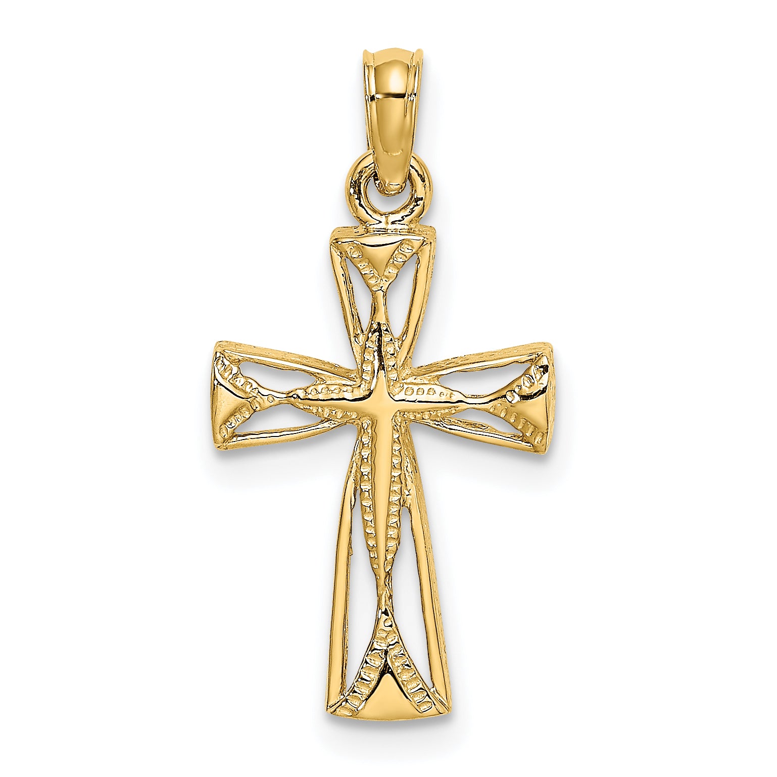 10K Cut-Out Cross w/ Triangle Ends Charm