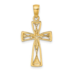 10K Polished Cut-Out Design Cross Charm