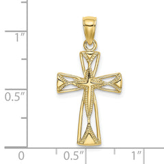 10K Polished Cut-Out Design Cross Charm