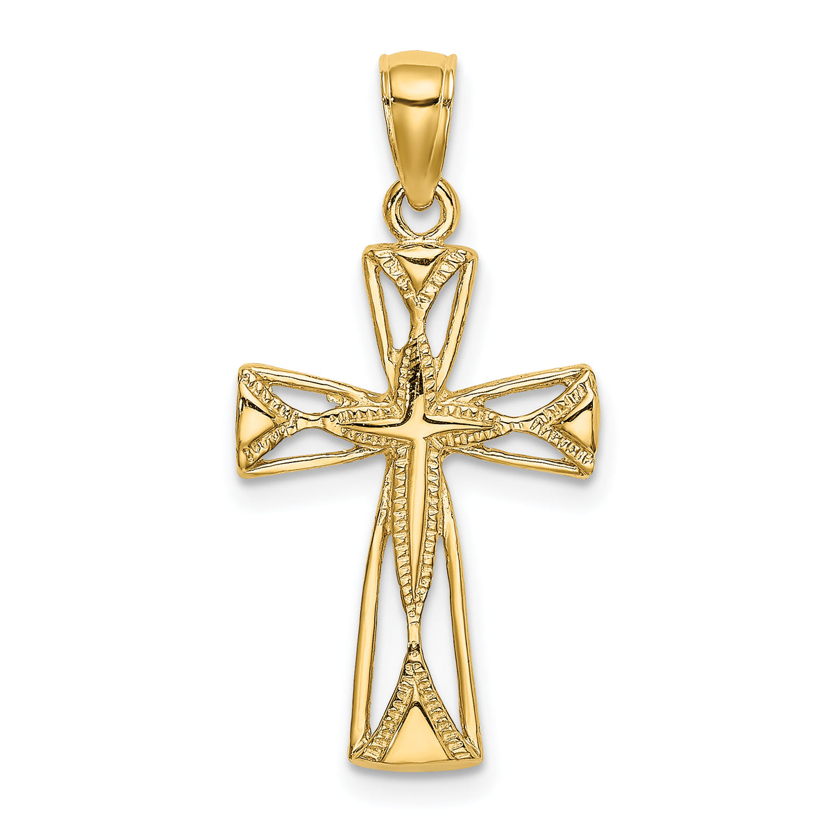 10K Polished Cut-Out Design Cross Charm