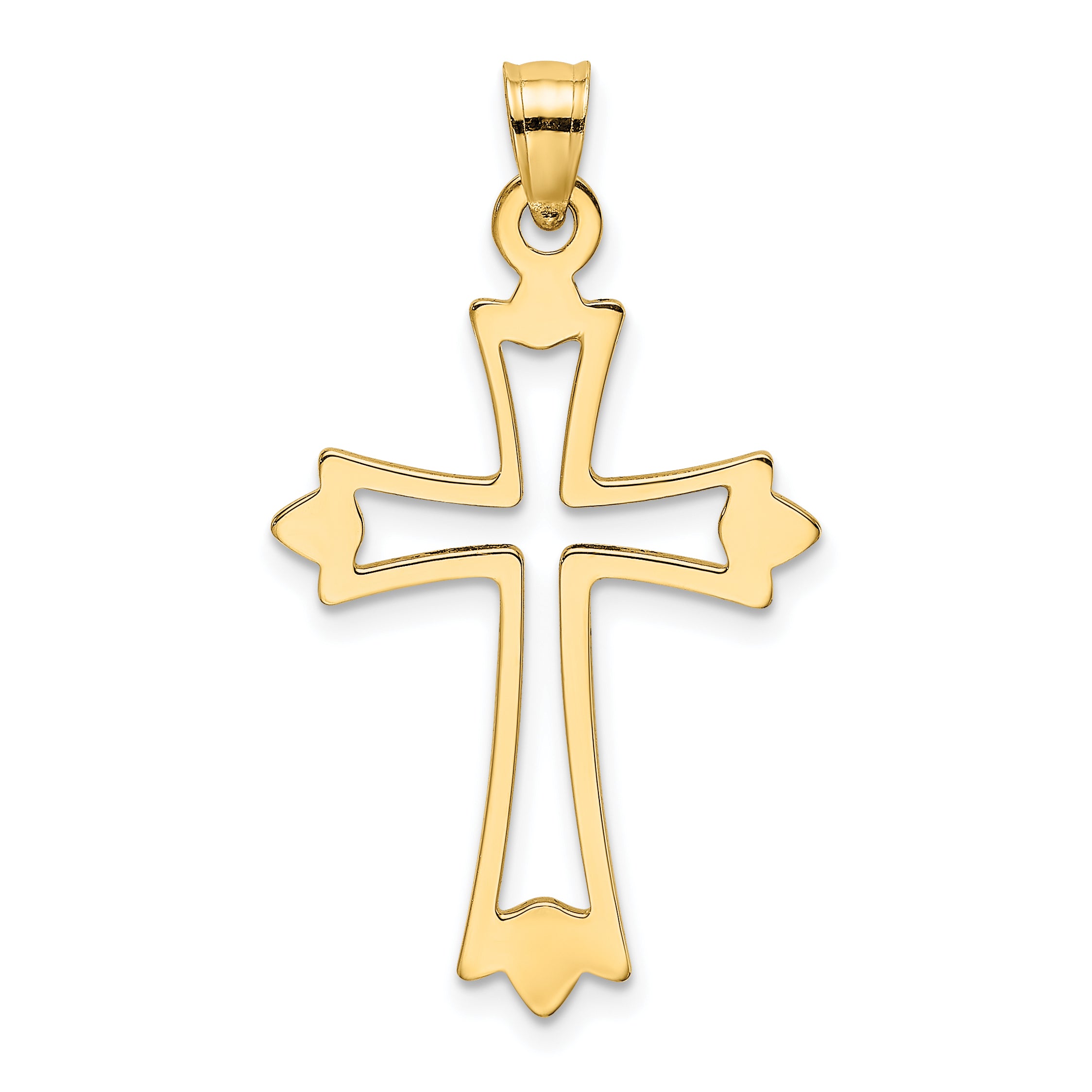 10K Polished and Cut-Out Cross Charm