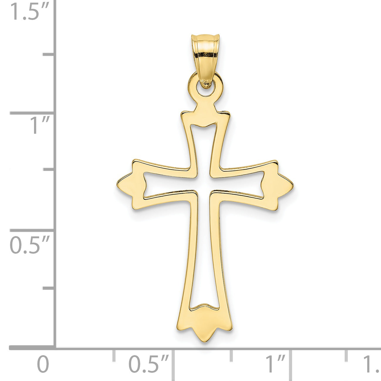 10K Polished and Cut-Out Cross Charm