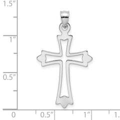 10K White Gold Polished  Cut-Out Cross Charm