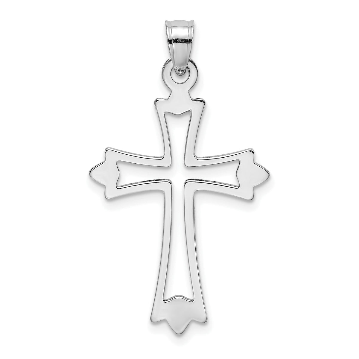 10K White Gold Polished  Cut-Out Cross Charm