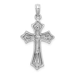 10K White Gold Beaded Cross Charm