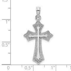 10K White Gold Beaded Cross Charm