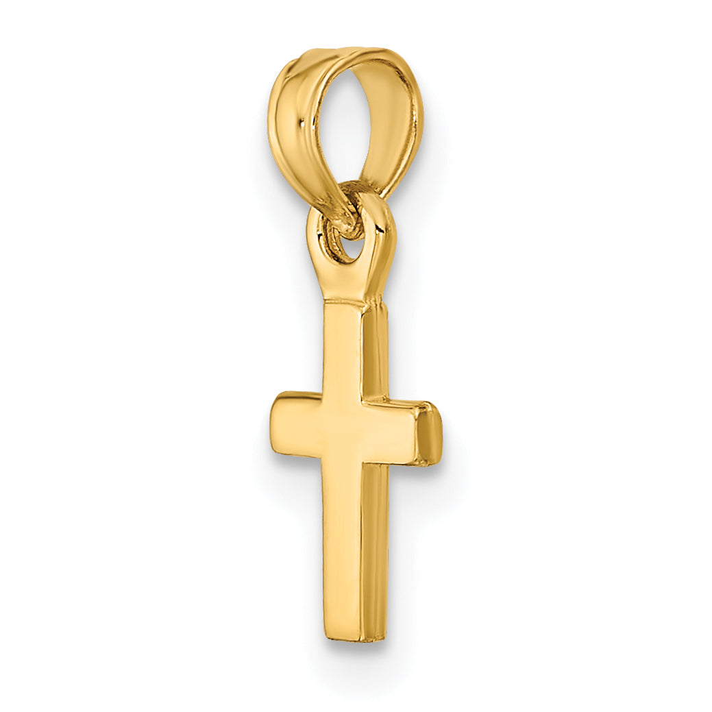 10K Polished Mini Cross Charm