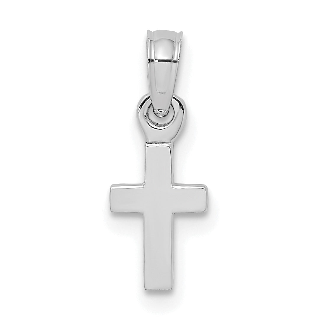 10K White Gold Polished Mini Cross Charm