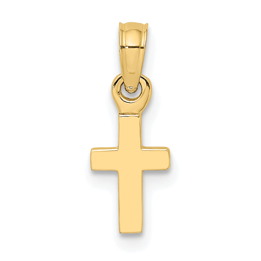 10K Polished Mini Cross Charm