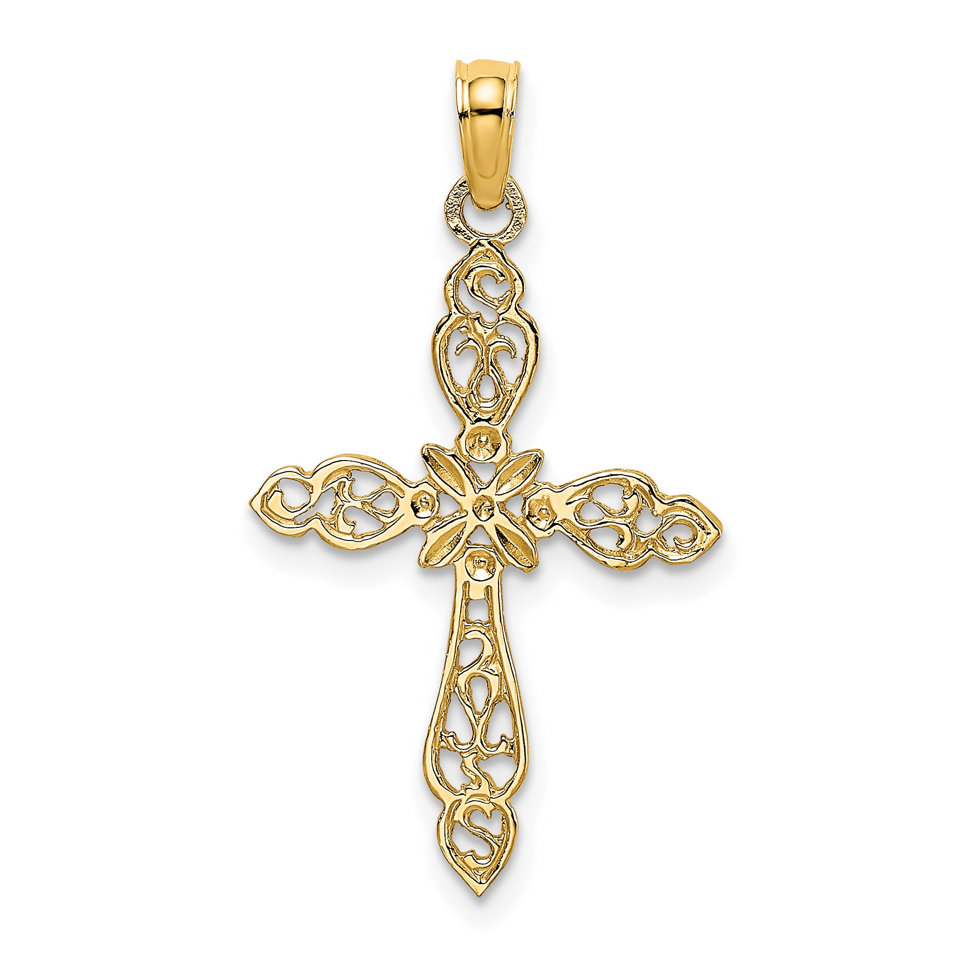 10K Polished Cut-Out Cross Charm