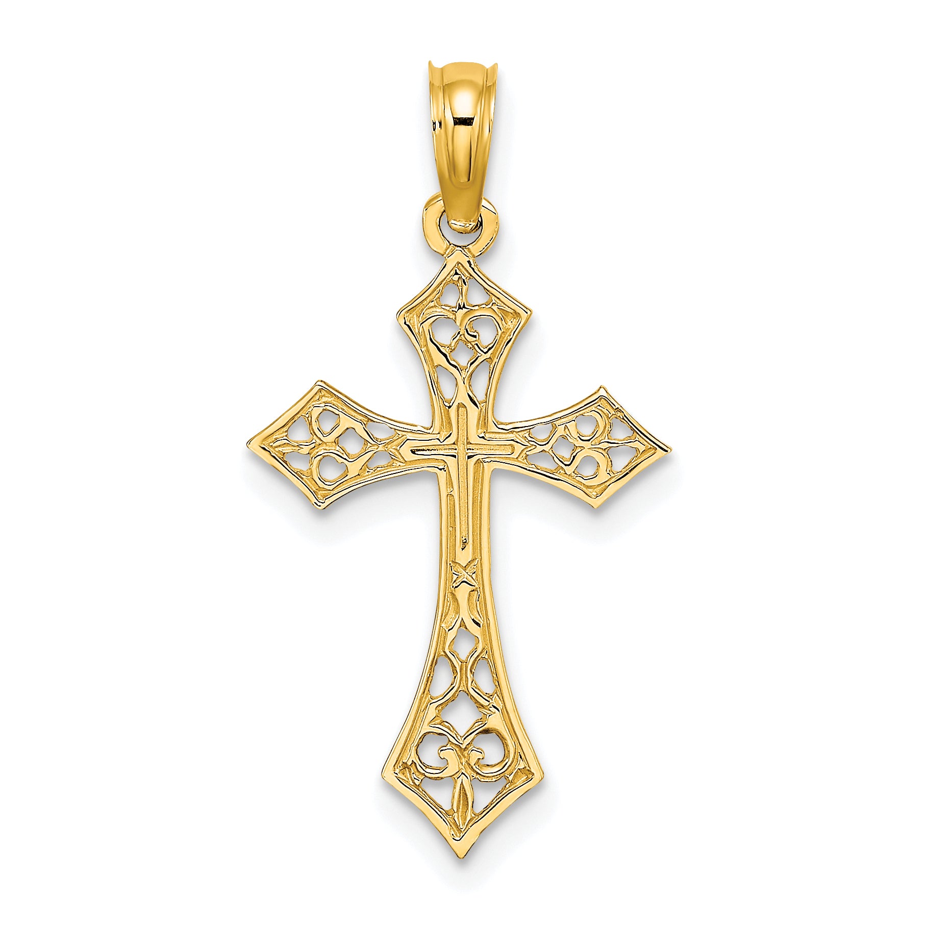 10K Filigree Cross Charm