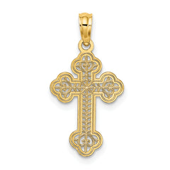 10K Lace Center Budded Cross Charm