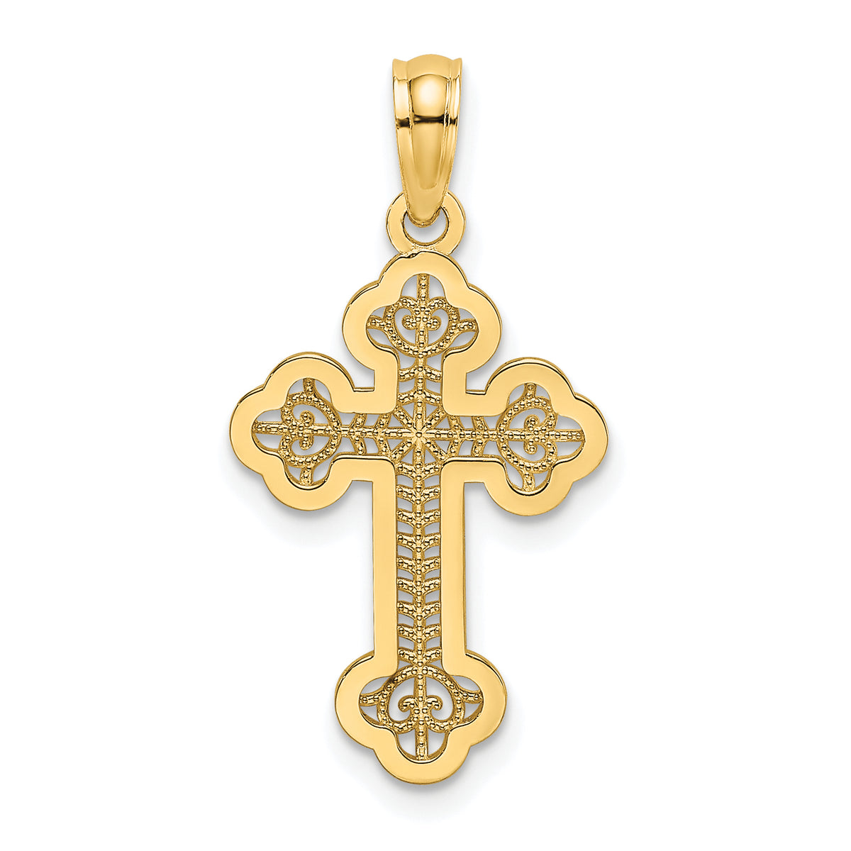 10K Lace Center Budded Cross Charm