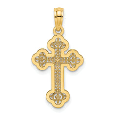 10K Lace Center Budded Cross Charm