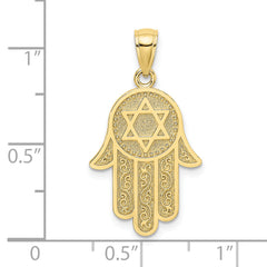 10K Hamsa W/ Star Of David Charm