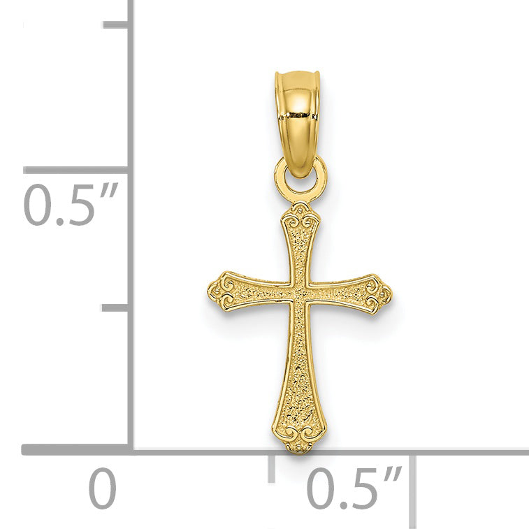 10K Textured Mini Cross Charm