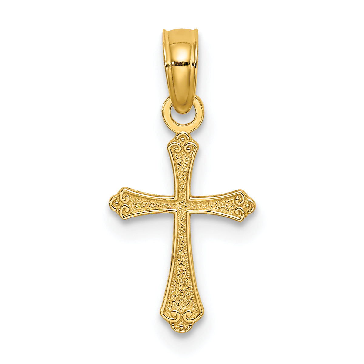 10K Textured Mini Cross Charm