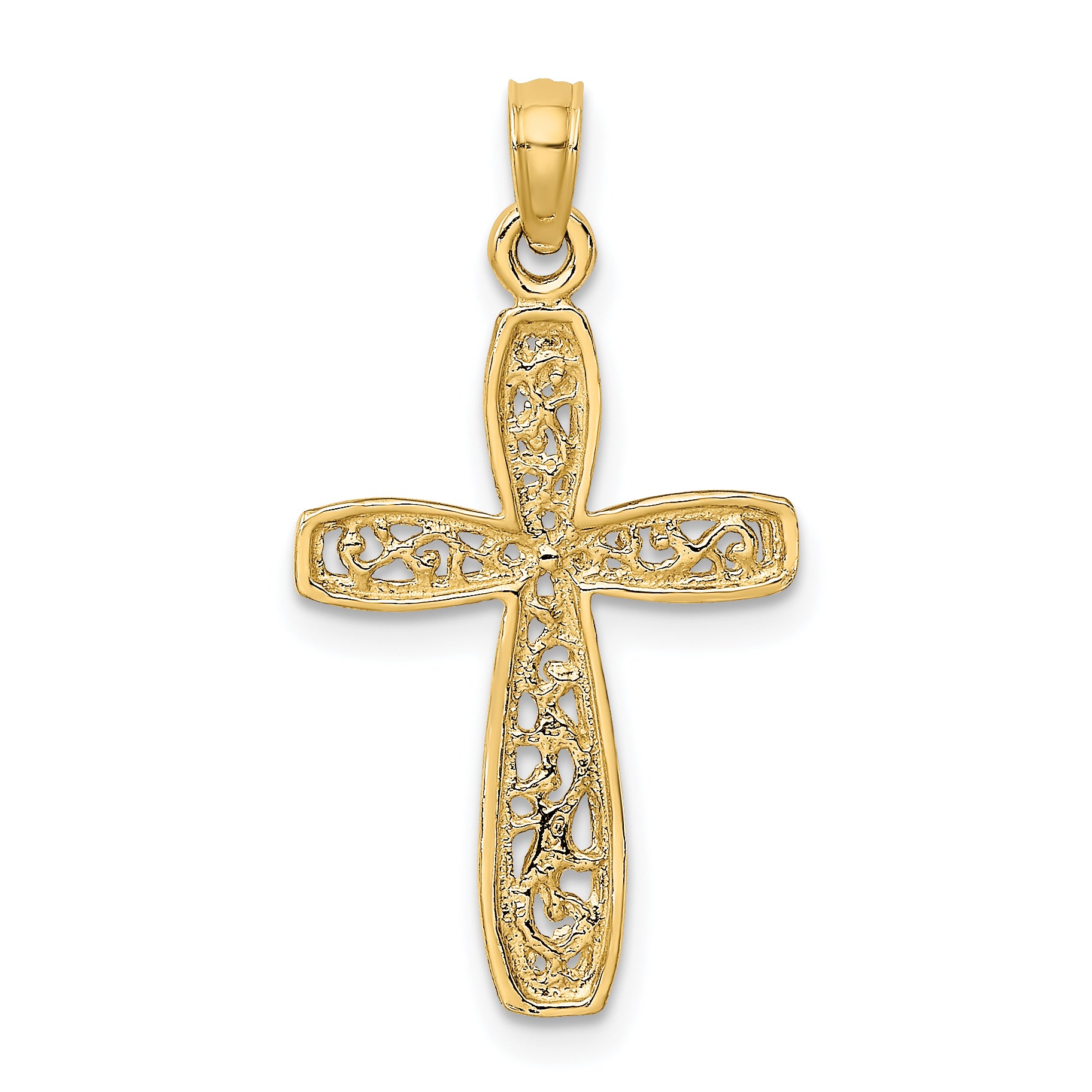 10K Cross w/ Filigree Center Charm