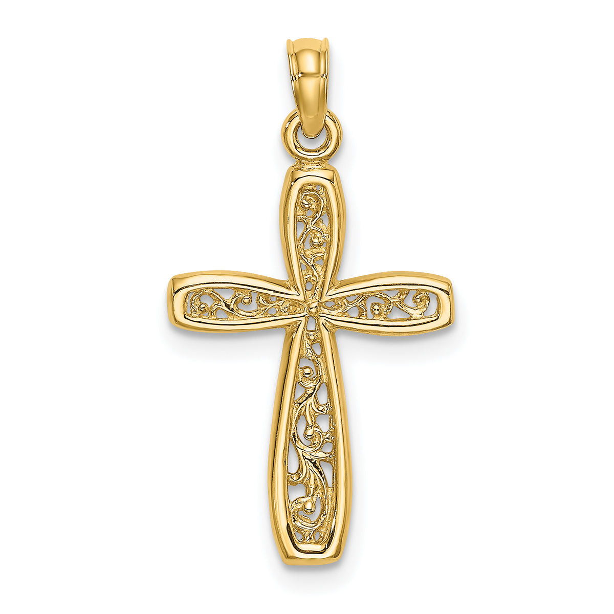 10K Cross w/ Filigree Center Charm