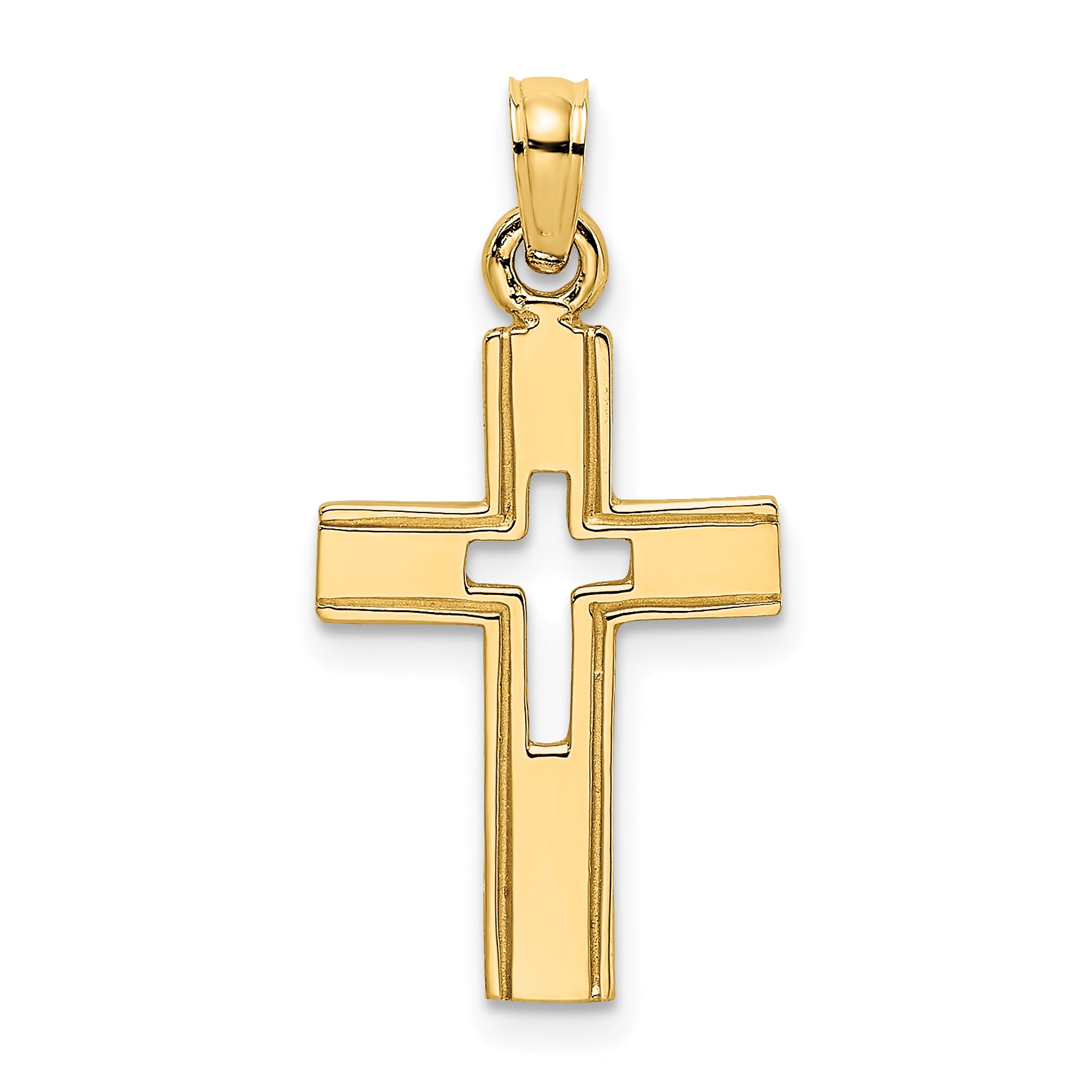 10K Polished and Cut-Out Cross Charm