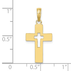 10K Polished Cut-Out Cross Charm