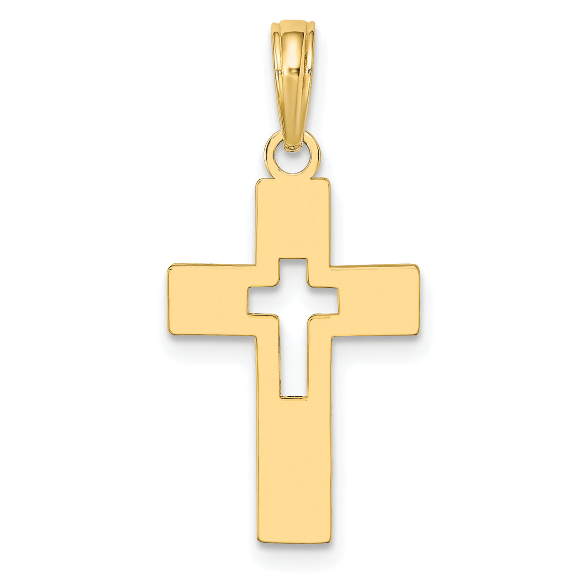 10K Polished Cut-Out Cross Charm