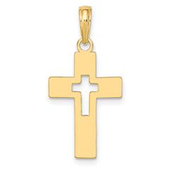 10K Polished Cut-Out Cross Charm