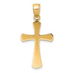 10K Polished Beveled Cross w/ Round Tips Charm