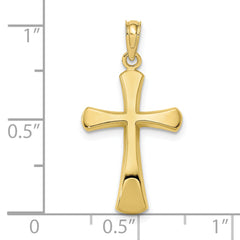 10K Polished Beveled Cross w/ Round Tips Charm