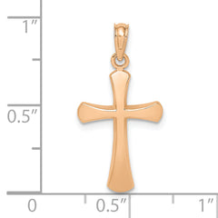 10K Rose Gold Polished Beveled Cross w/ Round Tips Charm