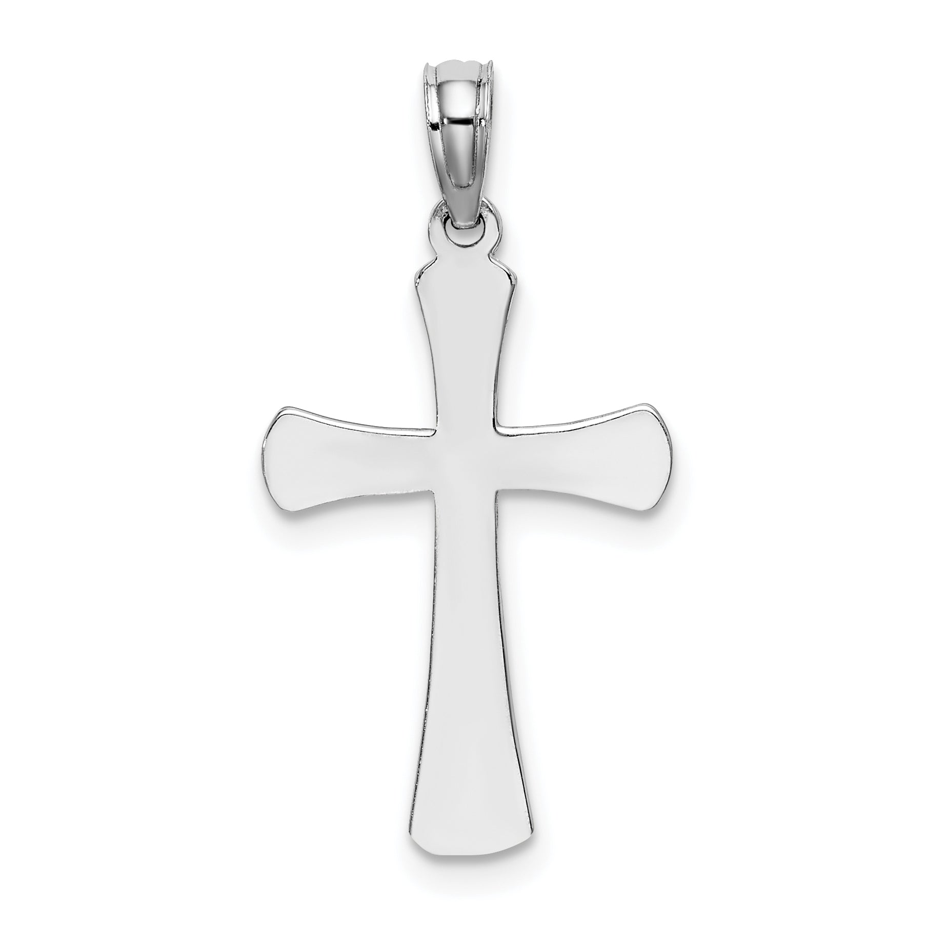 10K White Gold Polished Beveled Cross w/ Round Tips Charm