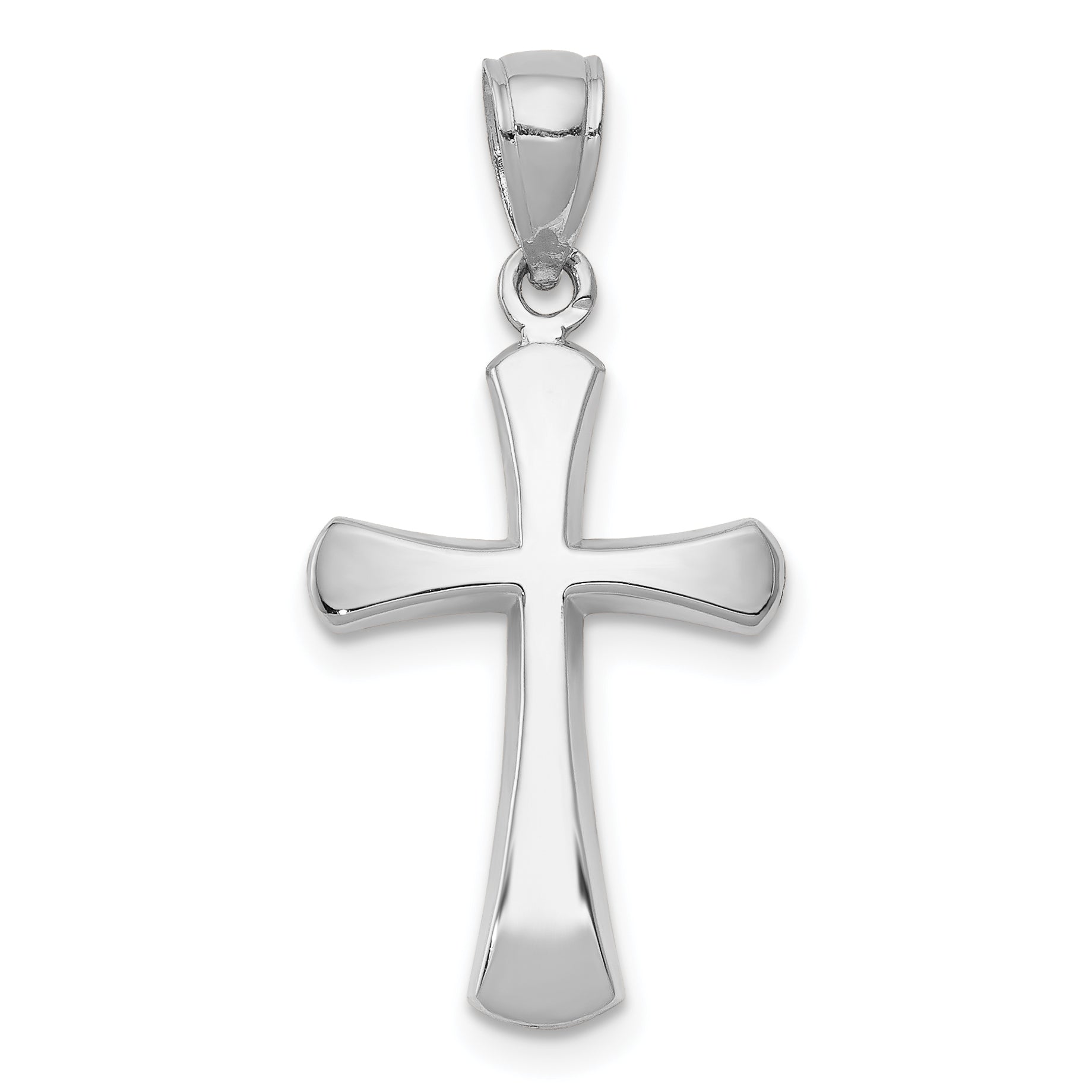 10K White Gold Polished Beveled Cross w/ Round Tips Charm