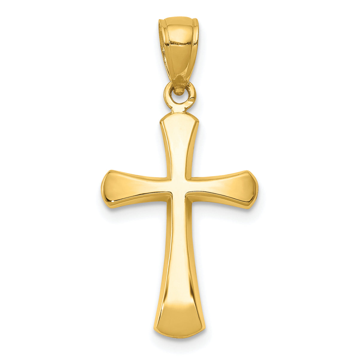 10K Polished Beveled Cross w/ Round Tips Charm