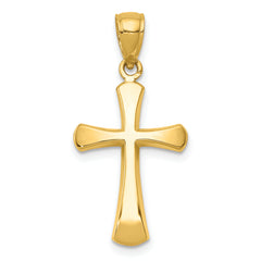 10K Polished Beveled Cross w/ Round Tips Charm