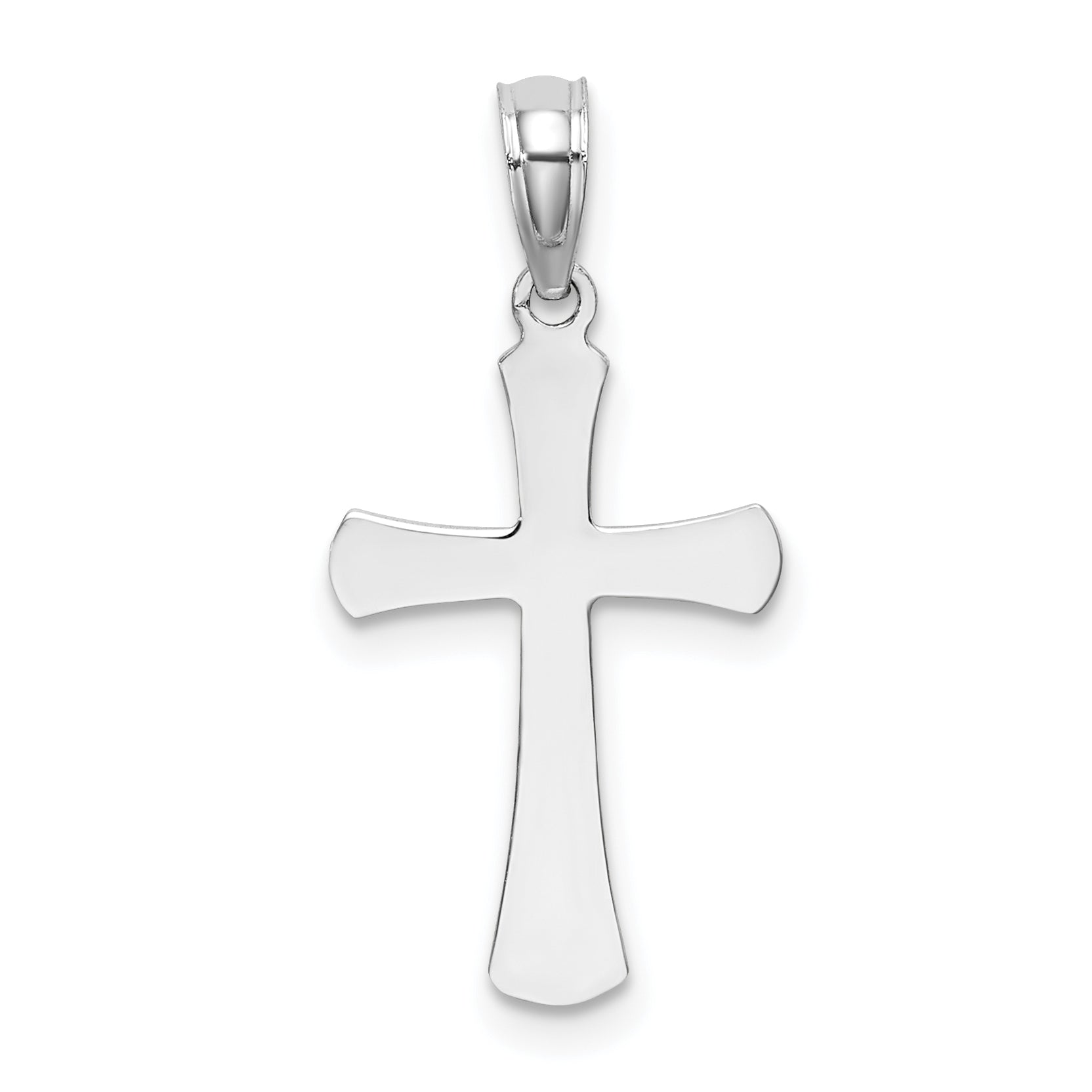 10K White Gold Polished Beveled Cross w/ Round Tips Charm