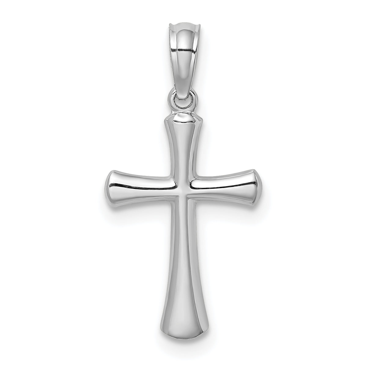 10K White Gold Polished Beveled Cross w/ Round Tips Charm