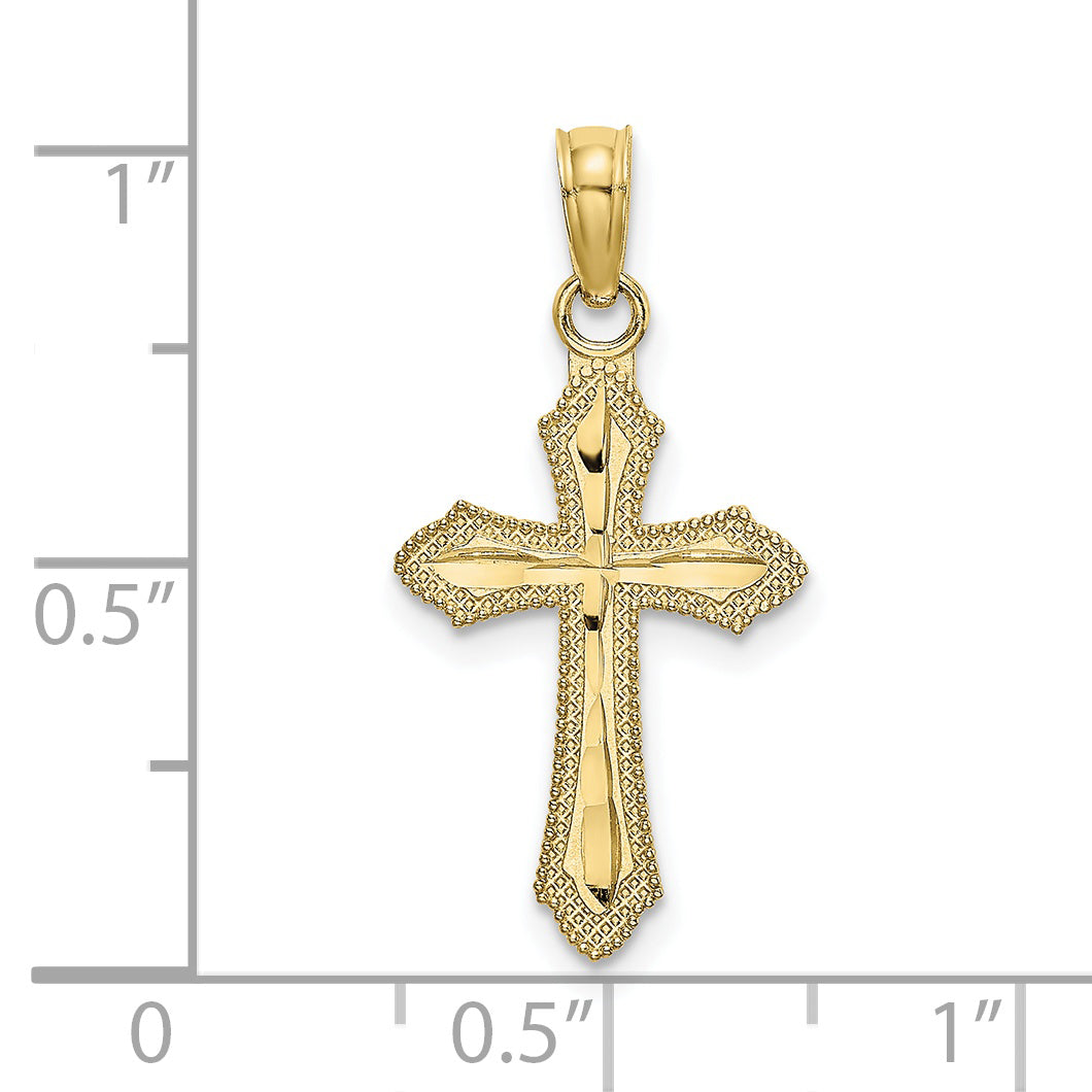 10K D/C w/ Beaded Edge Cross Charm