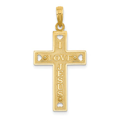 10K Cut-Out Heart I LOVE JESUS Crucifix Charm