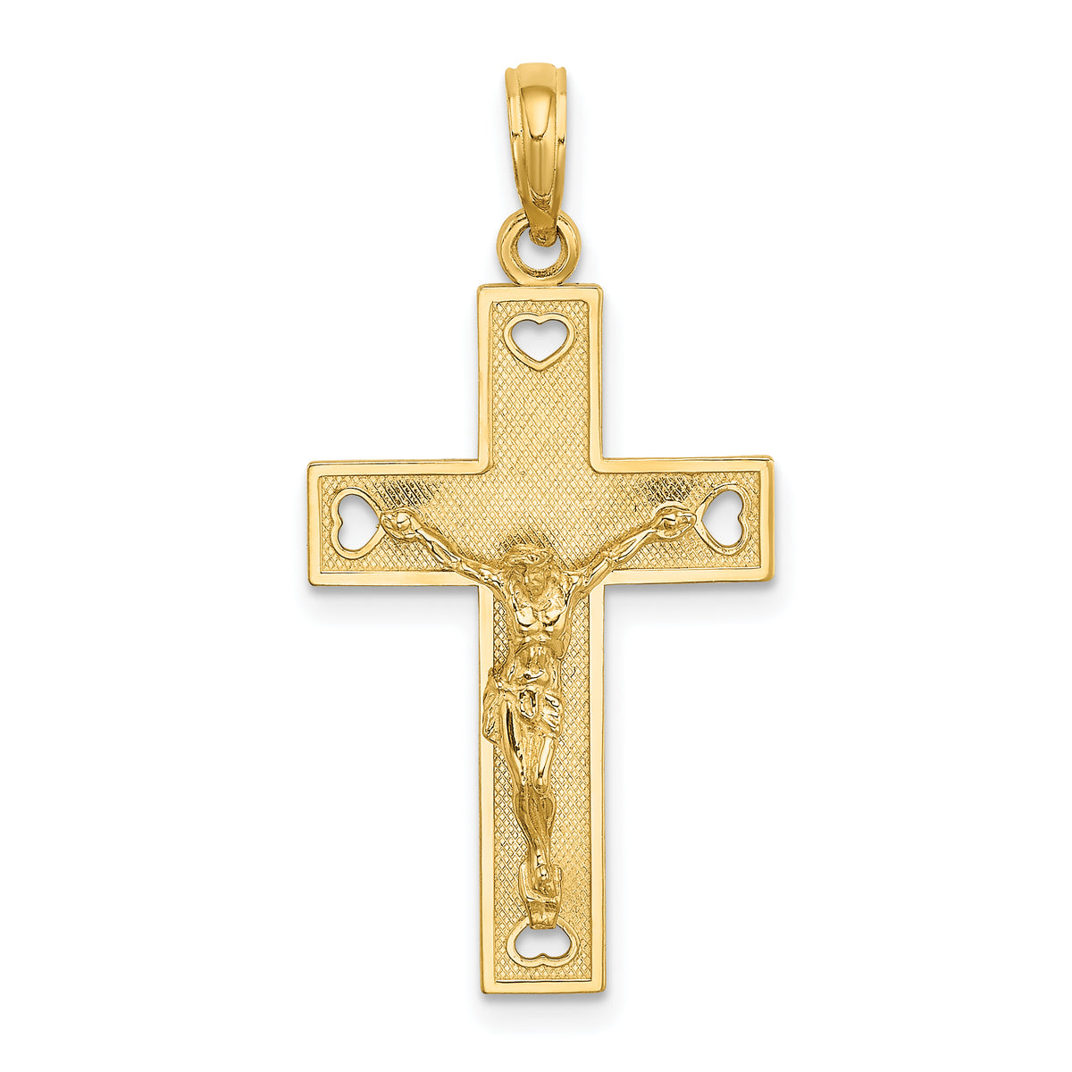 10K Cut-Out Heart I LOVE JESUS Crucifix Charm